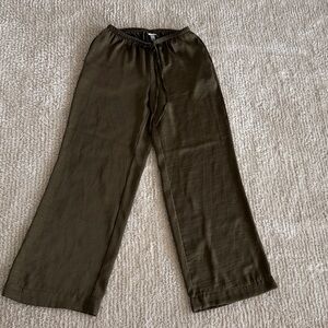 Olive Green Wide-Leg Pants